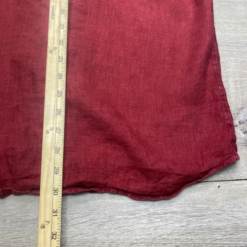 Banana Republic 100% Linen Shirt Mens L Red Short Sleeve Camden Standard Fit